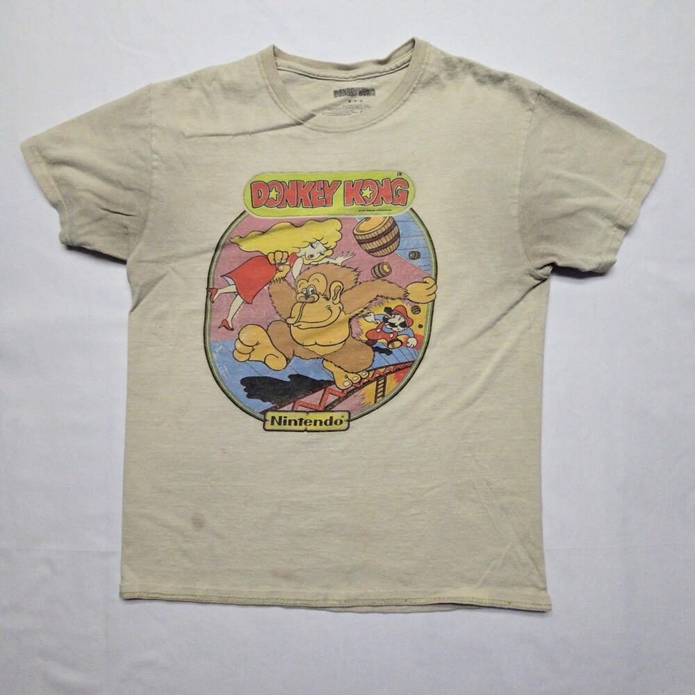 Donkey Kong Nintendo Graphic Shirt Beige Mens M Retro Gaming T-Shirt